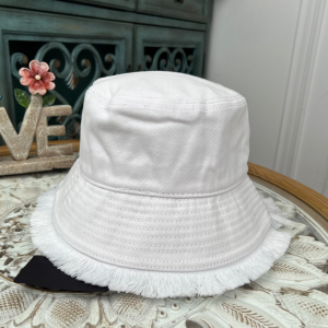 Replica Womens Hats Prada White Cotton Drill Bucket Cap Hat A190PP180 AA189149
