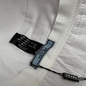 Replica Womens Hats Prada White Cotton Drill Bucket Cap Hat A190PP180 AA189149