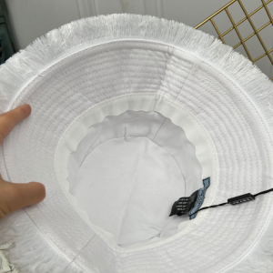 Replica Womens Hats Prada White Cotton Drill Bucket Cap Hat A190PP180 AA189149