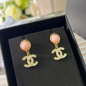 Chanel Crystals CC Logo Pearl Earrings 