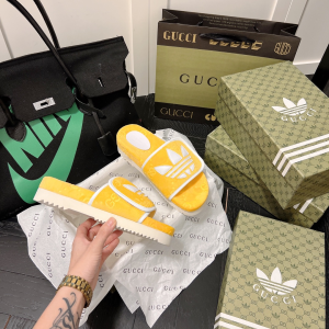 Adidas x Gucci GG Platform Slide Sandal Yellow GG Cotton Sponge Adidas x Gucci GG Platform Slide Sandal Yellow GG Cotton Sponge