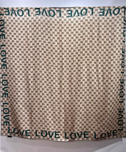 Gucci GG Love Silk Scarf Beige 