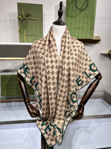 Replica Womens Scarf Gucci GG Love Silk Scarf in Beige 140x140CM A190PP280 AA189509