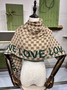 Replica Womens Scarf Gucci GG Love Silk Scarf in Beige 140x140CM A190PP280 AA189509