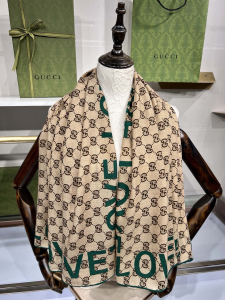 Replica Womens Scarf Gucci GG Love Silk Scarf in Beige 140x140CM A190PP280 AA189509