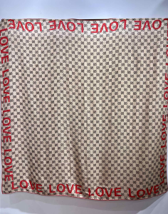 Gucci GG Love Silk Scarf Beige 
