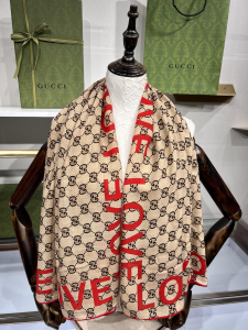 Replica Womens Scarf Gucci GG Love Silk Scarf in Beige 140x140CM A190PP280 AA189510