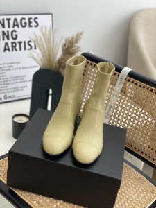Replica Womens Shoes Chanel Beige Leather Ankle Boot 50MM 35 To 41 A151PP580 AA189440