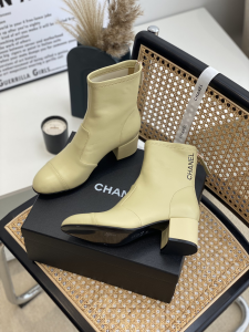 Replica Womens Shoes Chanel Beige Leather Ankle Boot 50MM 35 To 41 A151PP580 AA189440