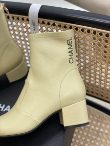 Replica Womens Shoes Chanel Beige Leather Ankle Boot 50MM 35 To 41 A151PP580 AA189440