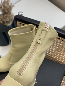 Replica Womens Shoes Chanel Beige Leather Ankle Boot 50MM 35 To 41 A151PP580 AA189440