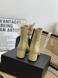 Replica Womens Shoes Chanel Beige Leather Ankle Boot 50MM 35 To 41 A151PP580 AA189440