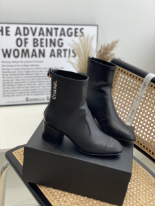 Chanel Black Leather Ankle Boot 50MM 