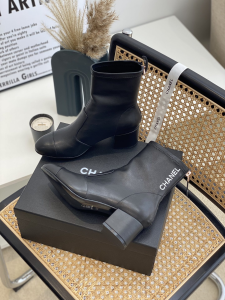 Replica Womens Shoes Chanel Black Leather Ankle Boot 50MM 35 To 41 A151PP580 AA189441
