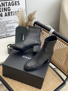 Replica Womens Shoes Chanel Black Leather Ankle Boot 50MM 35 To 41 A151PP580 AA189441