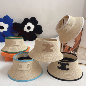Celine Triomphe Raffia Visor Cap Hat 