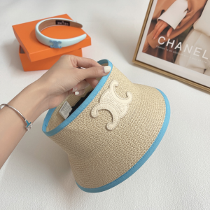 Replica Womens Hats Celine Triomphe Raffia Visor Cap Hat A190PP180 AA189674