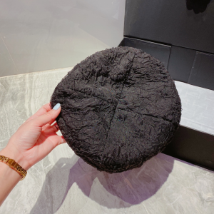 Replica Womens Hats Chanel CC Logo Black Beret Hat A190PP180 AA189649