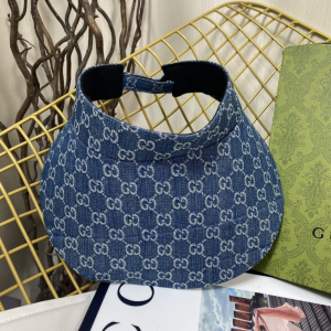 Gucci GG Blue Denim Canvas Visor Cap Hat 