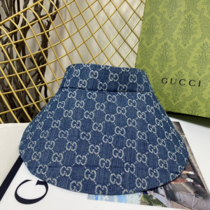 Replica Womens Hats Gucci GG Blue Denim Canvas Visor Cap Hat A190PP180 AA189672