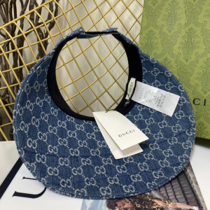 Replica Womens Hats Gucci GG Blue Denim Canvas Visor Cap Hat A190PP180 AA189672