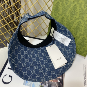 Replica Womens Hats Gucci GG Blue Denim Canvas Visor Cap Hat A190PP180 AA189672