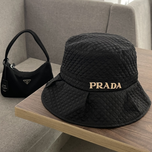 Prada Black Canvas Bucket Cap Hat 