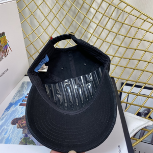 Replica Womens Hats Prada Black Cotton Baseball Cap Hat A190PP180 AA189653