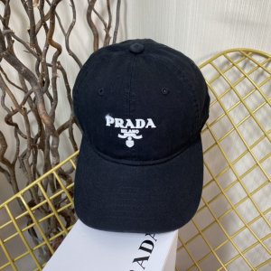 Replica Womens Hats Prada Black Cotton Baseball Cap Hat A190PP180 AA189653