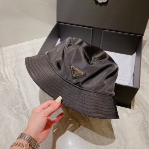 Replica Womens Hats Prada Black Re Nylon Bucket Hat A190PP180 AA189651