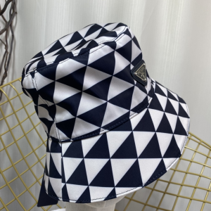 Replica Womens Hats Prada Black White Triangle Logo Bucket Cap Hat A190PP180 AA189663