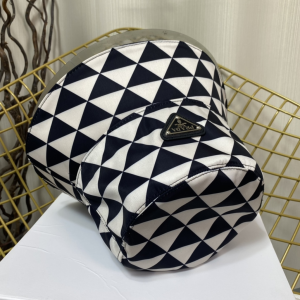 Replica Womens Hats Prada Black White Triangle Logo Bucket Cap Hat A190PP180 AA189663