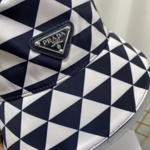 Replica Womens Hats Prada Black White Triangle Logo Bucket Cap Hat A190PP180 AA189663