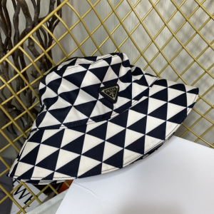 Replica Womens Hats Prada Black White Triangle Logo Bucket Cap Hat A190PP180 AA189663
