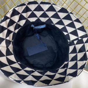 Replica Womens Hats Prada Black White Triangle Logo Bucket Cap Hat A190PP180 AA189663
