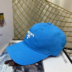 Replica Womens Hats Prada Blue Cotton Baseball Cap Hat A190PP180 AA189657