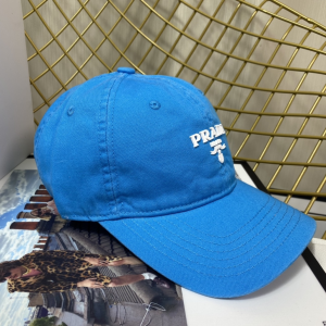 Replica Womens Hats Prada Blue Cotton Baseball Cap Hat A190PP180 AA189657