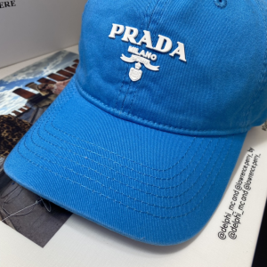 Replica Womens Hats Prada Blue Cotton Baseball Cap Hat A190PP180 AA189657