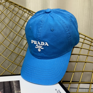 Replica Womens Hats Prada Blue Cotton Baseball Cap Hat A190PP180 AA189657