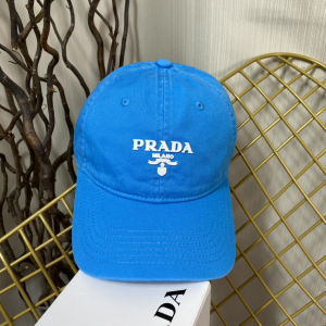 Replica Womens Hats Prada Blue Cotton Baseball Cap Hat A190PP180 AA189657