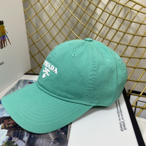 Replica Womens Hats Prada Green Cotton Baseball Cap Hat A190PP180 AA189656