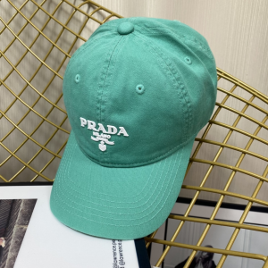 Replica Womens Hats Prada Green Cotton Baseball Cap Hat A190PP180 AA189656