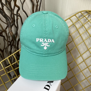 Replica Womens Hats Prada Green Cotton Baseball Cap Hat A190PP180 AA189656
