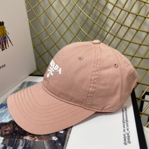 Replica Womens Hats Prada Pink Cotton Baseball Cap Hat A190PP180 AA189655