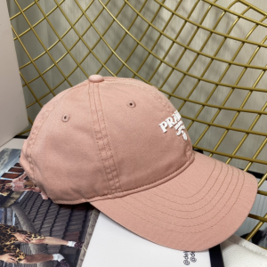 Replica Womens Hats Prada Pink Cotton Baseball Cap Hat A190PP180 AA189655