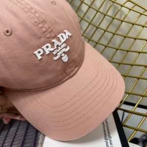 Replica Womens Hats Prada Pink Cotton Baseball Cap Hat A190PP180 AA189655