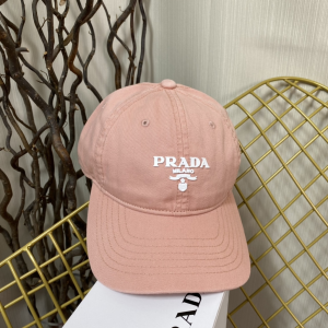 Replica Womens Hats Prada Pink Cotton Baseball Cap Hat A190PP180 AA189655