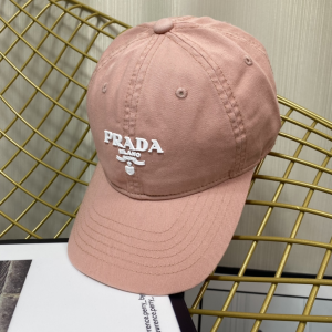 Replica Womens Hats Prada Pink Cotton Baseball Cap Hat A190PP180 AA189655