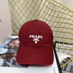 Prada Red Cotton Baseball Cap Hat 