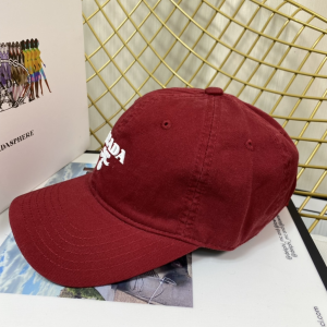 Replica Womens Hats Prada Red Cotton Baseball Cap Hat A190PP180 AA189658
